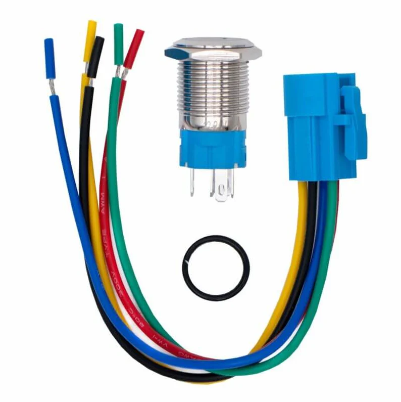 Boton metalico 16 mm power azul vista 2