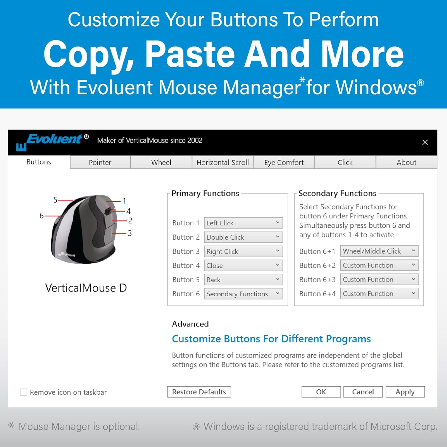 Evoluent VerticalMouse 4 Small VM4S USB con botones configurables vista 5