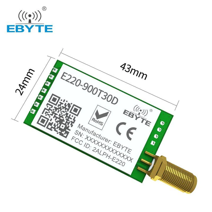 Módulo LoRa EBYTE E220-900T30D 868/915 MHz UART 30 dBm de Largo Alcance vista 2