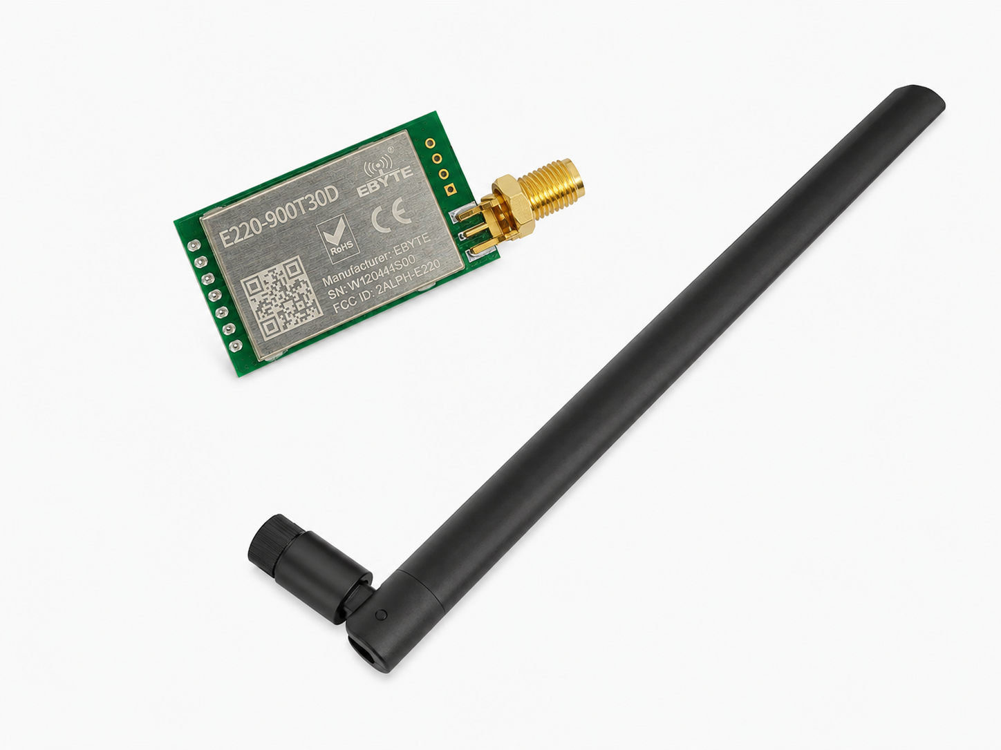 Módulo LoRa EBYTE E220-900T30D 868/915 MHz UART 30 dBm de Largo Alcance + Antena