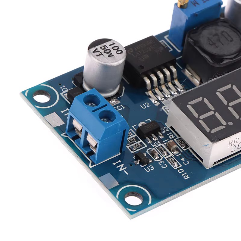 Módulo Convertidor DC-DC Step-Down LM2596 3A Ajustable con Voltímetro LED vista 3